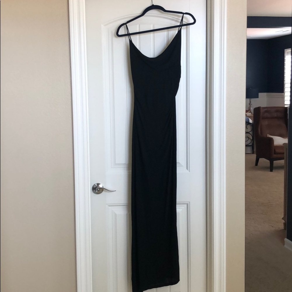 Black long spaghetti strap dress